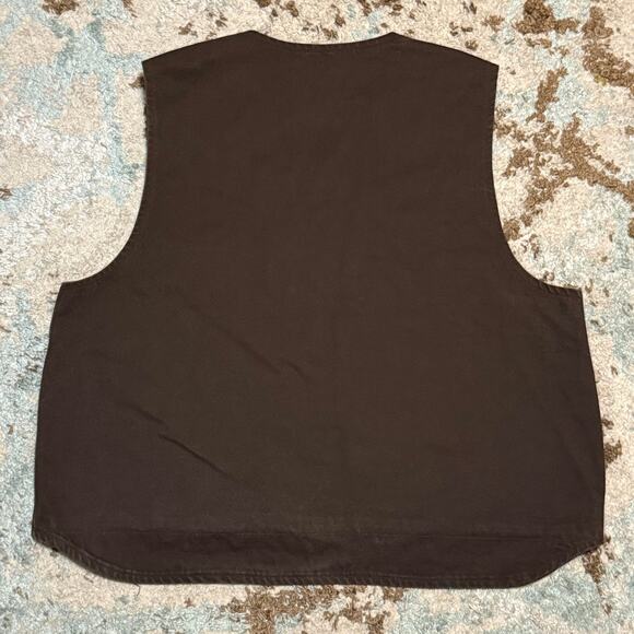 Vintage Carhartt V19 DKB Canvas Vest Size 2XL Fleece Lined Mocha Brown - Picture 2 of 8
